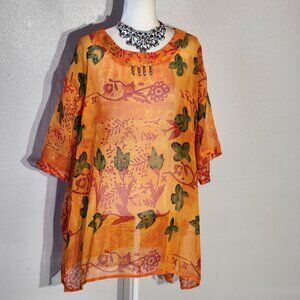 ERIKA BROKE COVER-UP ORANGE SHORT SLEEVE POLYESTER SIZE 52(3X)